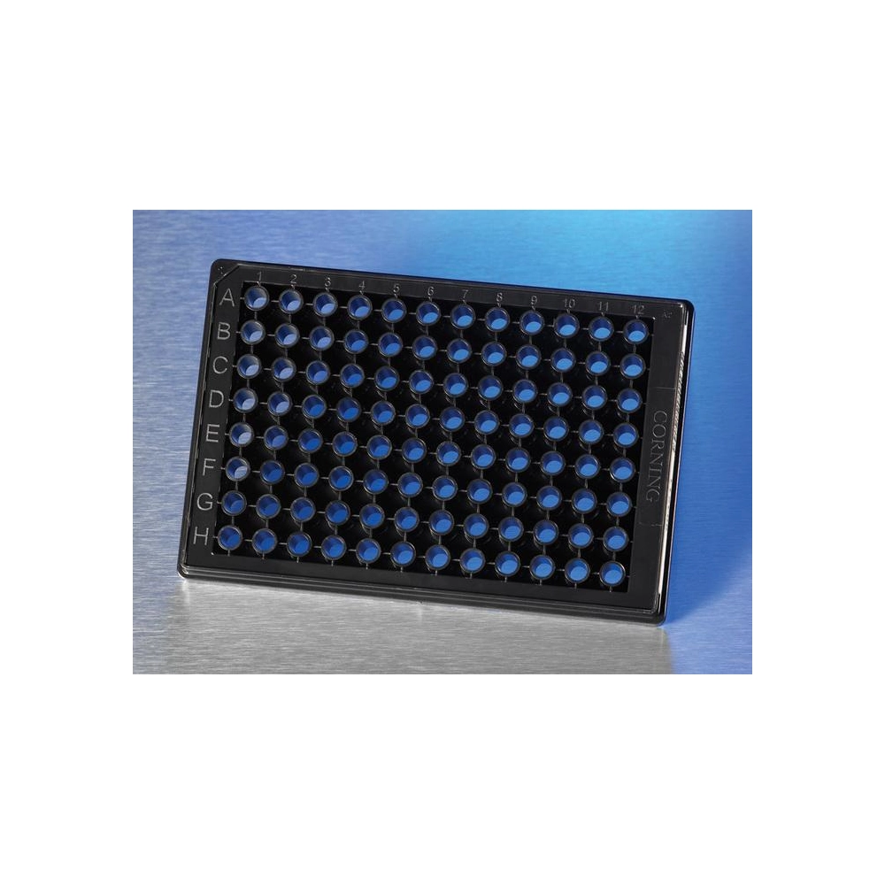 Corning BioCoat Fibronectin 96 Well Half Area Black/Clear Flat Bottom High Content Imaging Glass Bottom Microplates, 10/Case