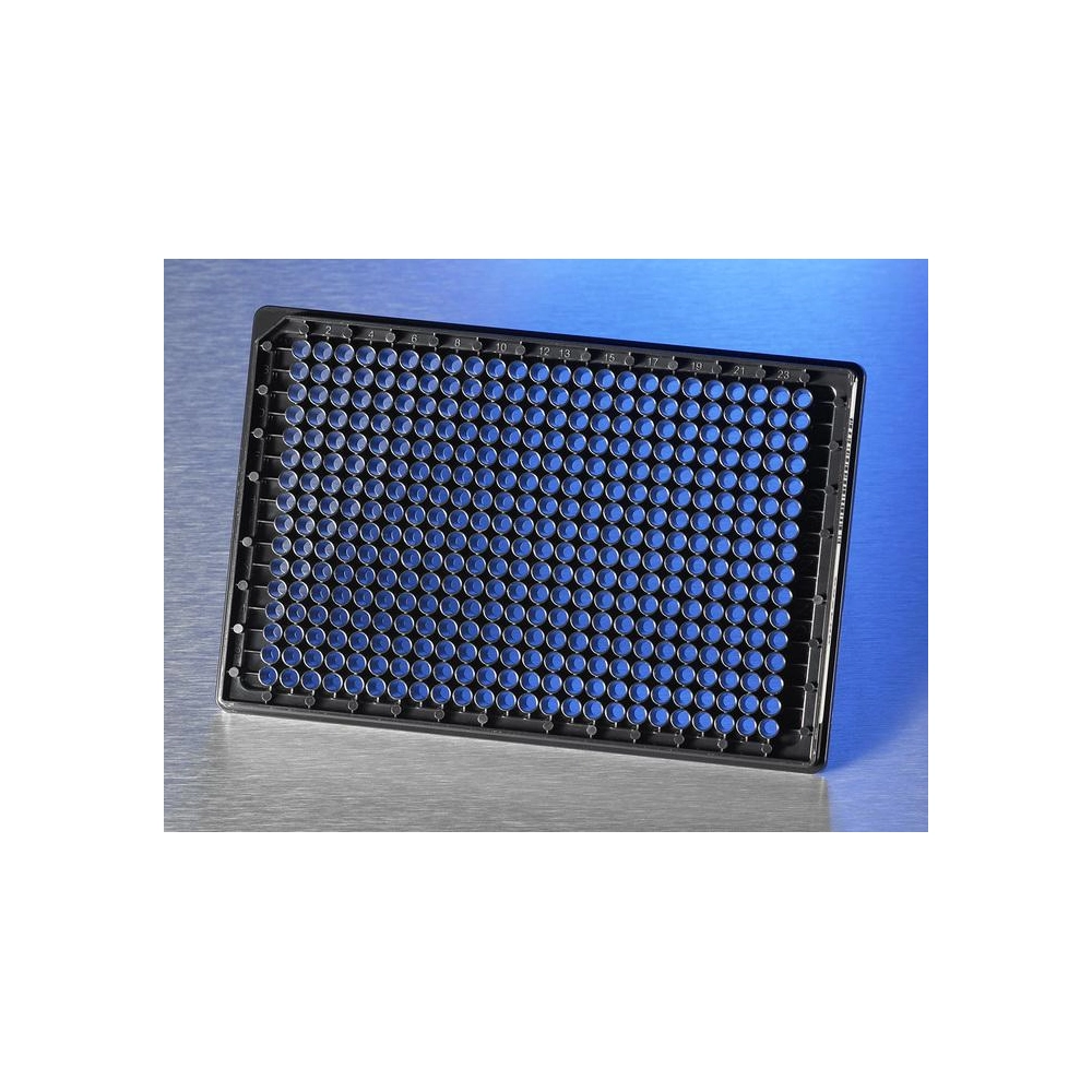 Corning BioCoat Fibronectin 384 Well Black/Clear Flat Bottom High Content Imaging Glass Bottom Microplates, 10/Case