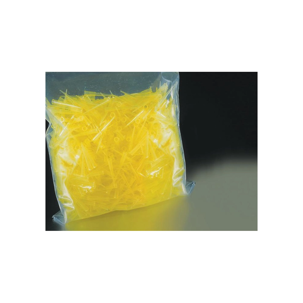 Corning 1-200µL Universal Fit Bulk Packed Pipet Tips, Yellow, Non-Sterile, 1000 Tips/Bag, 10,000 Tips/Case.
