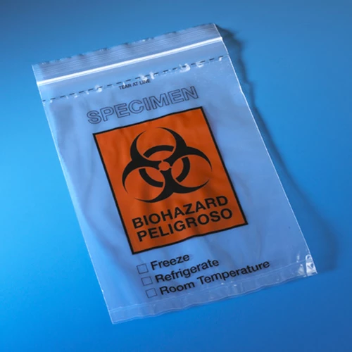 Bag, Biohazard Specimen Transport, 6" x 9", Ziplock with Document Pouch and Tearzone, Color Coded: YELLOW, 100/Pack, 10 Packs/Unit