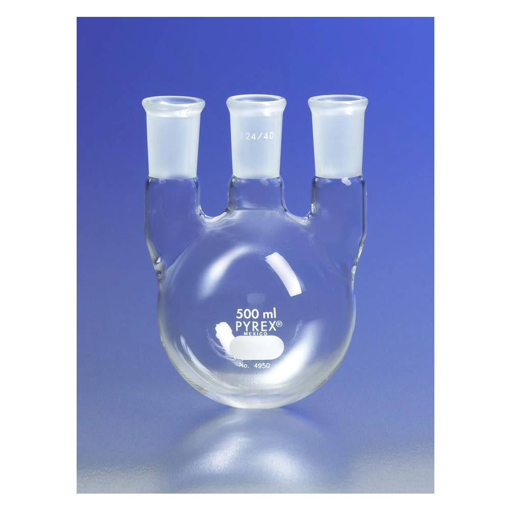 PYREX 2L Three Neck Distilling Flask with Vertical Neck 24/40 Standard Taper Joints