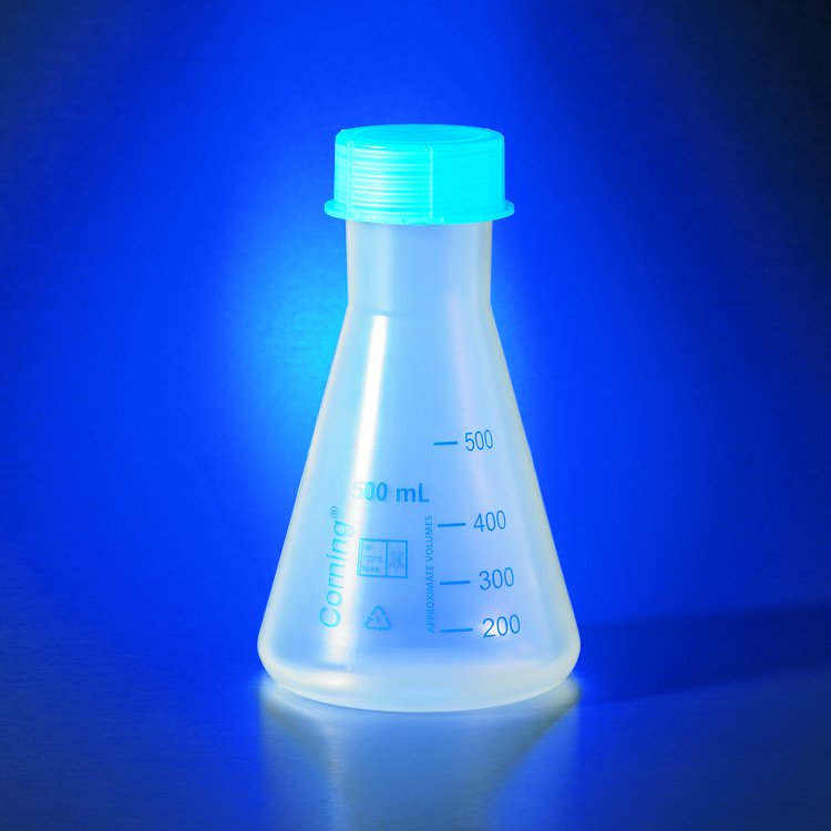 Corning 50mL Reusable Plastic Narrow Mouth Erlenmeyer Flask, Polypropylene with GL-40 PP Screw Cap