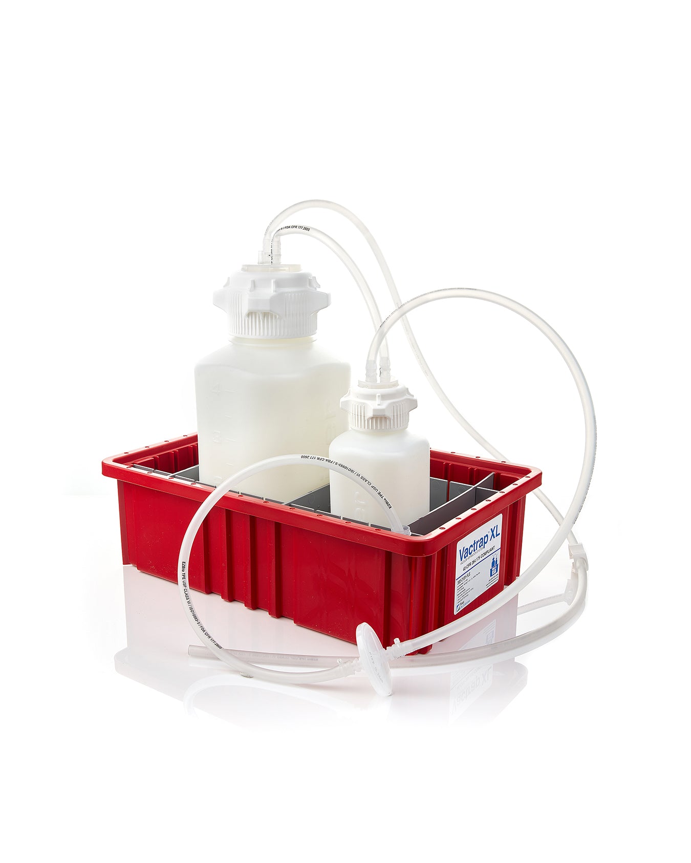 Vactrap XL™ Vacuum Trap System (Vacuum Flask Alternative) for Aspiration and Vacuum Protection, Shatterproof 4+1 Liter Aspirator Bottle Assembly with Secondary Container, Bleach Compatible HDPE, 4 L Bottle with 1 L Overflow Bottle & Inline Vent Filter, 1/