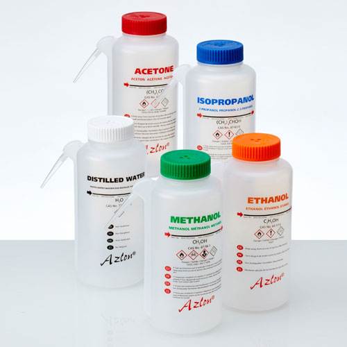 Washbottle Integ GHS Ethanol, LDPE 500mL, 5/CS