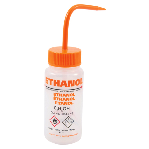 Washbottle GHS WM Ethanol, LDPE 250mL, 5/CS