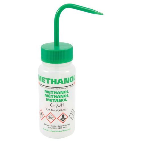 Washbottle GHS WM Methanol, LDPE 250mL, 5/CS