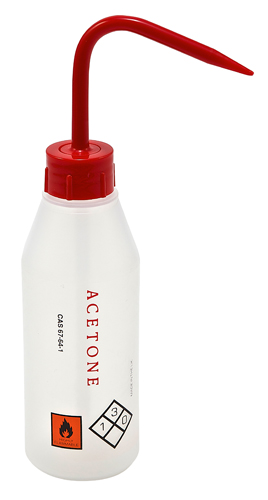 Washbottle Sloped NM Acetone, LDPE 250mL, 5/CS
