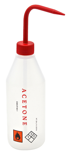 Washbottle Sloped NM Acetone, LDPE 500mL, 5/CS
