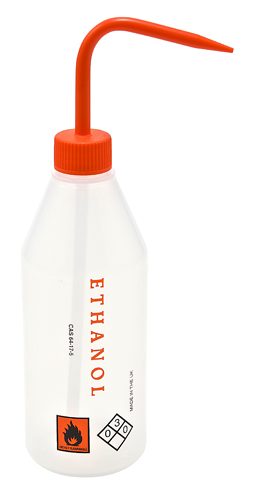 Washbottle Sloped NM Ethanol, LDPE 500mL, 5/CS