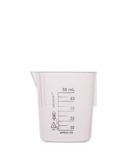 Abdos Printed Plastic Tapered Beakers, Polypropylene (PP) 50 mL, 12/CS