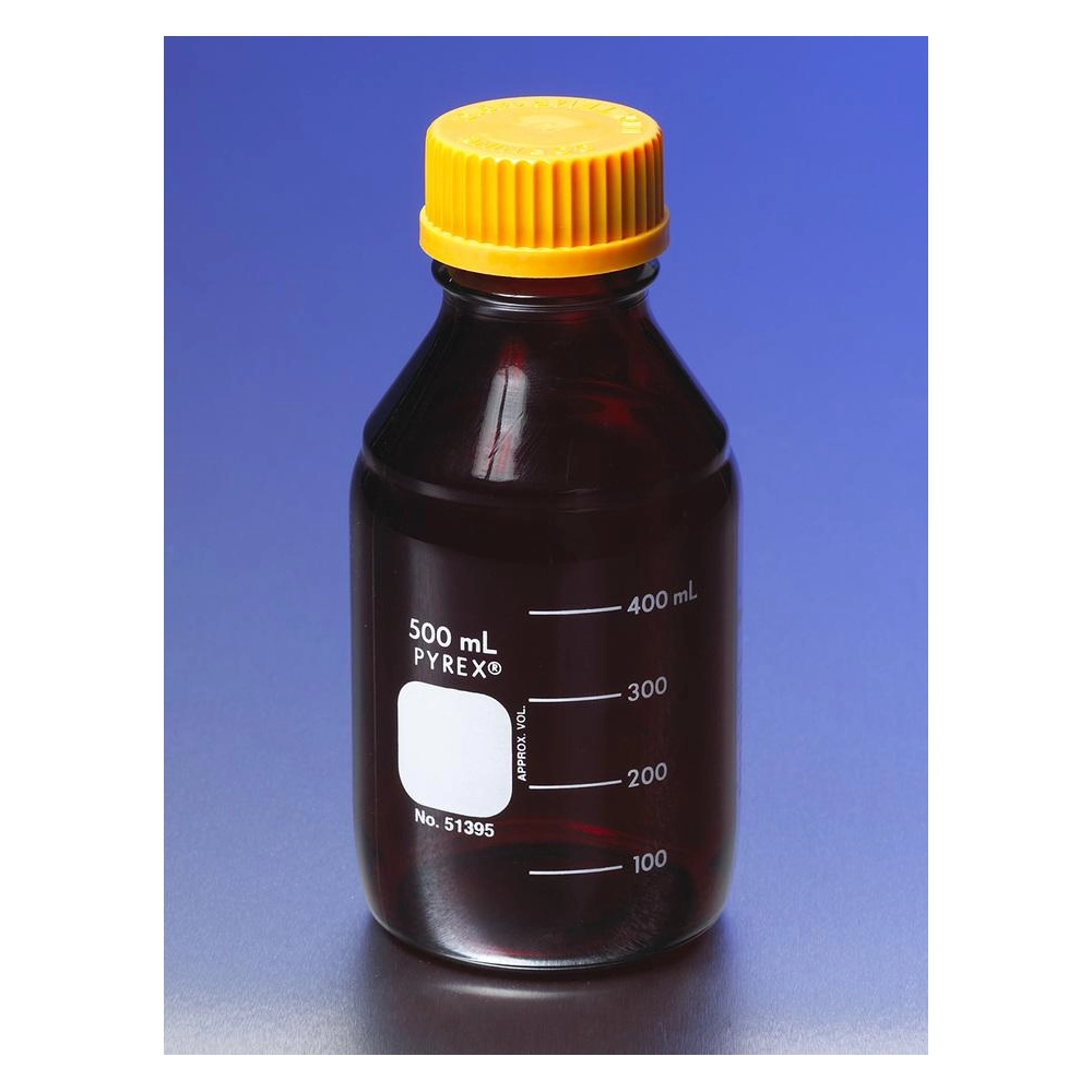 PYREX Low Actinic 1L Round Media Storage Bottles, with GL45 Screw Cap