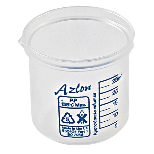 Beaker Square Grad, PP 25mL, 10/CS