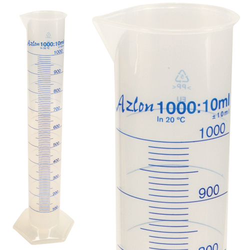 Cylinder Printed Graduated, PP 1000mL, 6/CS