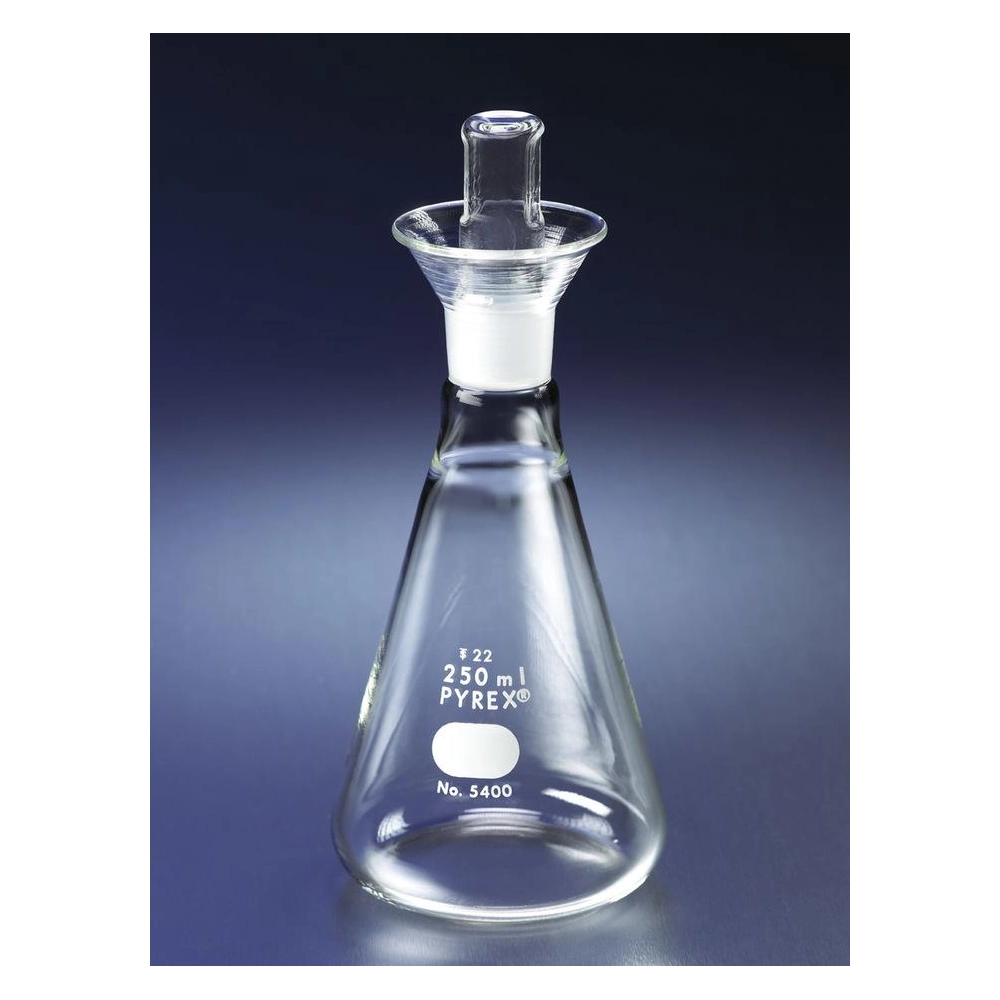 PYREX 500mL Iodine Determination Flasks with Glass No. 22 Standard Taper Stopper