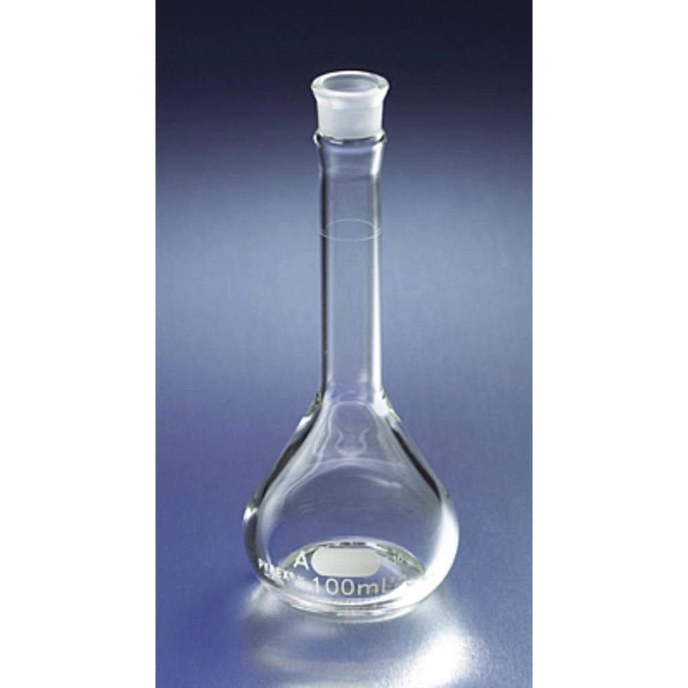 PYREX 200mL EZ Access Wide Mouth Volumetric Flask, Class A, Heavy Duty, with Glass Standard Taper Stopper