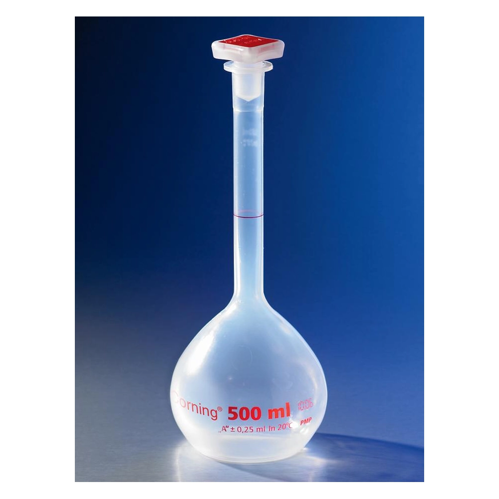 Corning 10mL Class A Reusable Plastic Volumetric Flask, Polymethylpentene with 10/19 Tapered PP Stopper