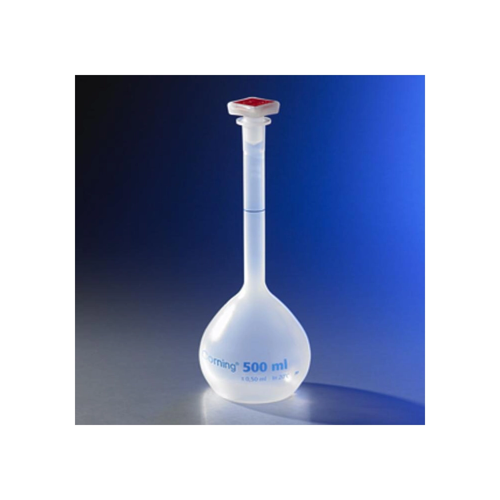 Corning 250mL Class B Reusable Plastic Volumetric Flask, Polypropylene with 19/26 Tapered PP Stopper