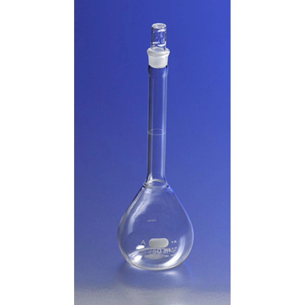 PYREX 250mL Class A Certified and Serialized Volumetric Flasks, with Glass Standard Taper Stopper