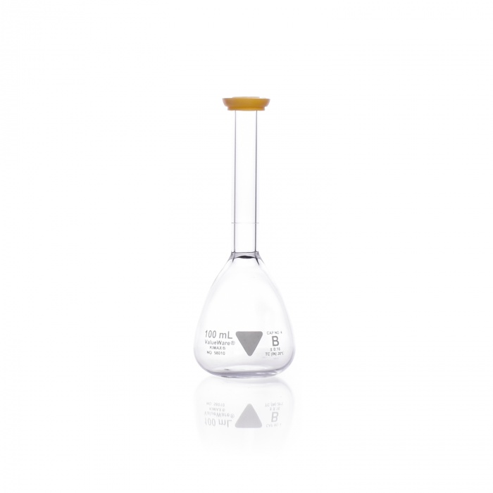 Volumetric Flask, Class B, with Snap Cap,100ML,VALUEWARE