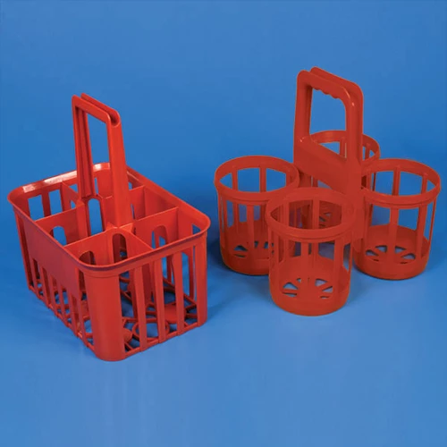 Bottle Carrier, 4 Position, for up to 120mm Wide Bottles, HDPE, Red