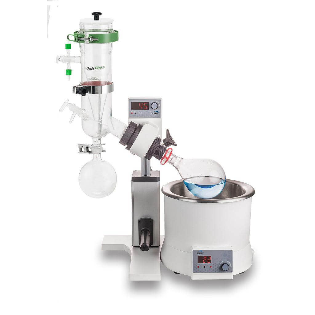 SCI100-S Rotary Evaporator including dry-ice condenser, 5L bath, 1000ml evaporating flask NS 29/32 and 1000ml receiving flask KS 35/20, 220-240V, 50/60Hz, Euro Plug