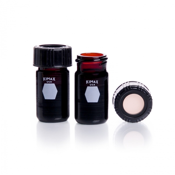 Ungraduated Vial With Open Top Cap and PTFE-Faced, Silicone Septa, Amber 5ML