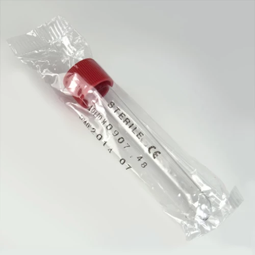 Test Tube with Attached Red Screw Cap, 16 x 100mm (10mL), PS, STERILE, Individually Wrapped