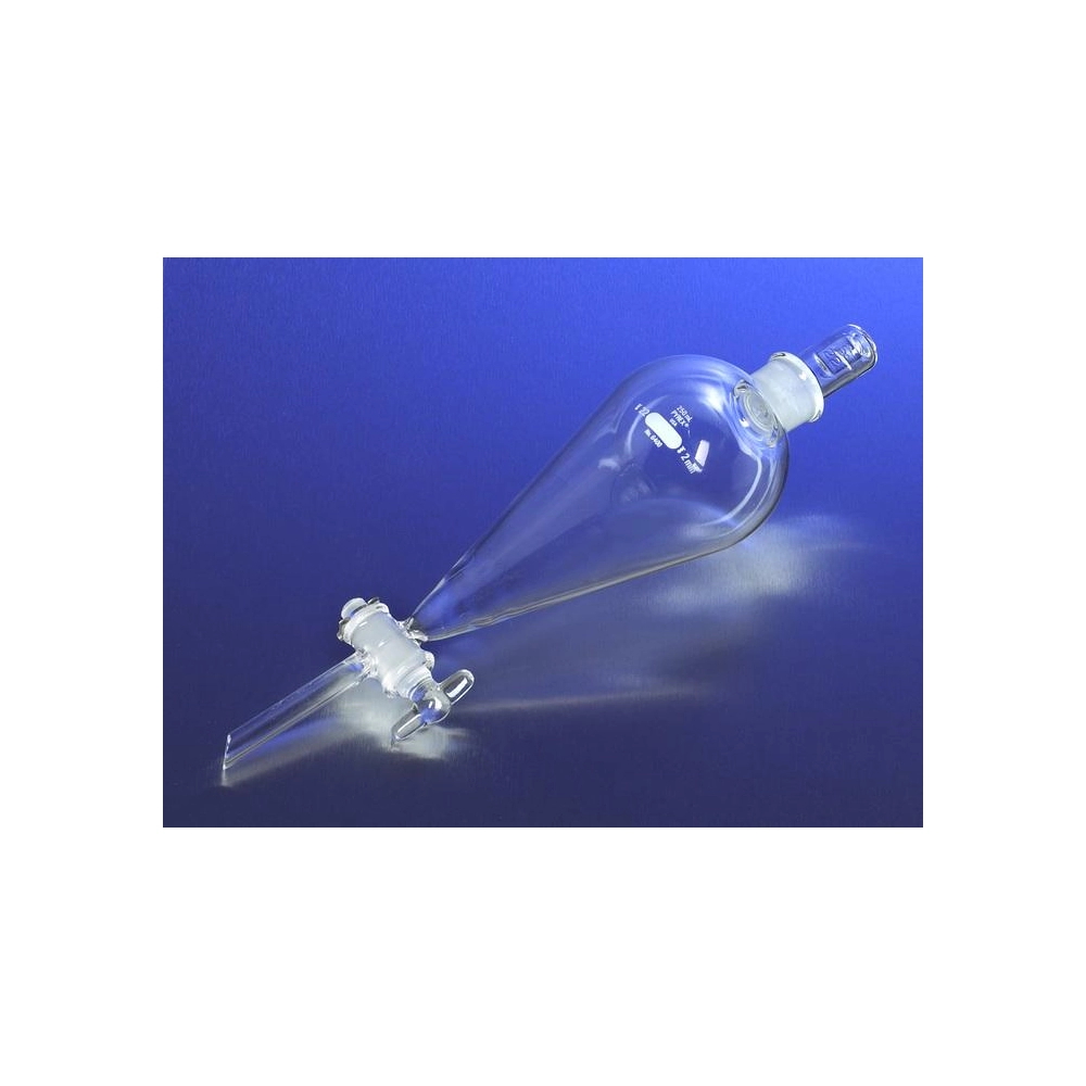 PYREX 125mL Squibb Glass Separatory Funnel, Glass Standard Taper Stopper and Standard Taper Stopcock