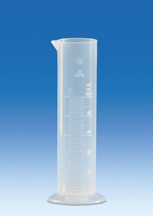 Graduated Cylinder, PP, low form, molded grads, 50mL, pk 12