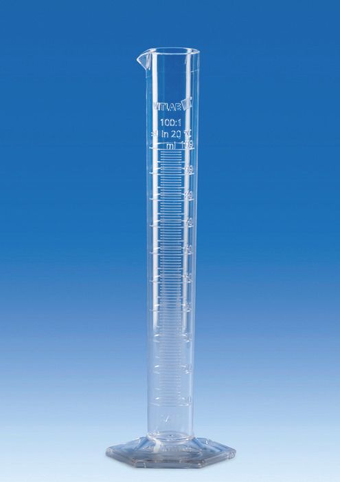 Graduated Cylinder, SAN, molded graduations, 1000mL, pack 6