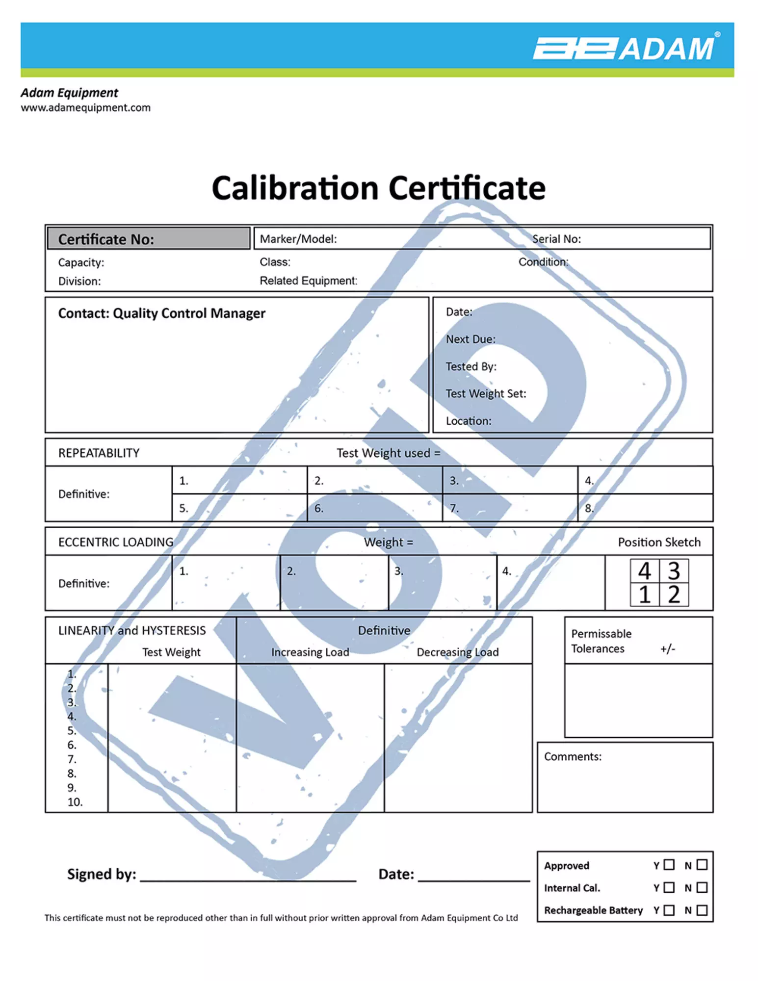 Calibration certificate