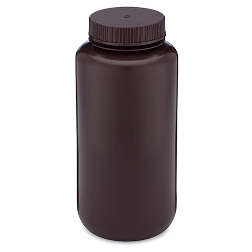 Bottle, Wide Mouth, HDPE Bottle, Attached PP Screw Cap, 1000mL, 6/Pack - CS/24