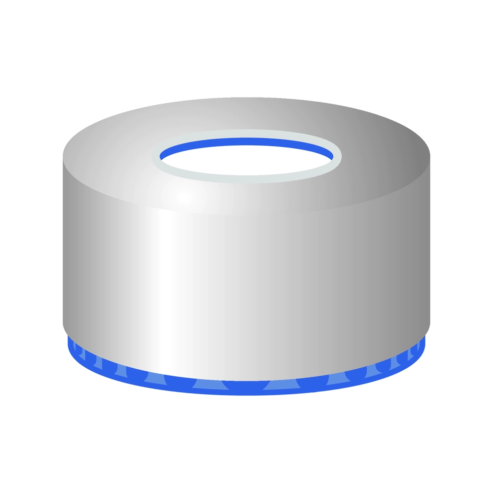 N9 PP screw cap (bonded), blue, center hole Silicone beige/PTFE white