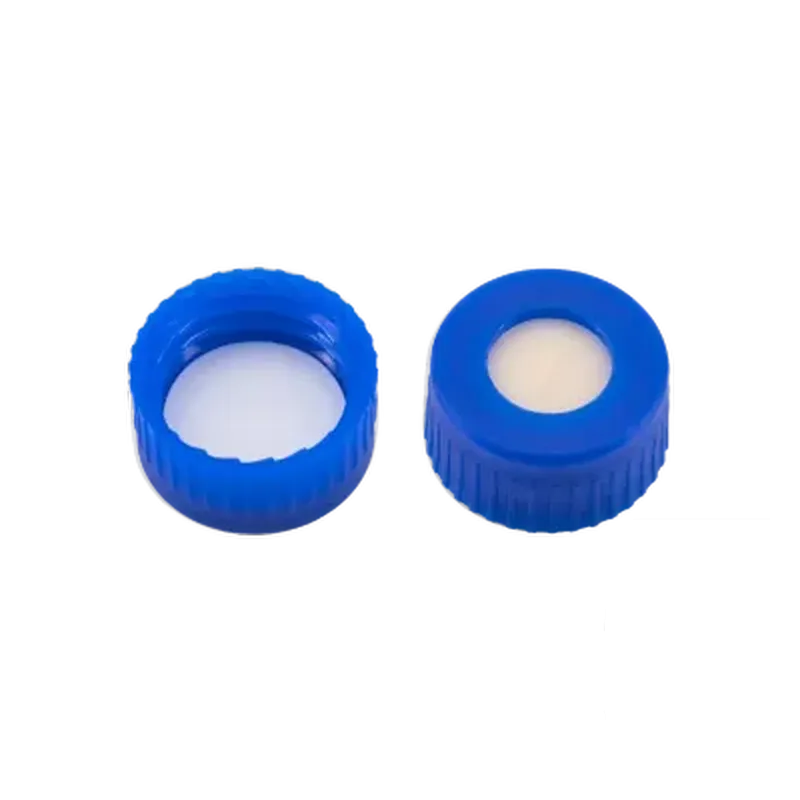 N9 PP screw cap (bonded), blue, center hole Silicone beige/PTFE white