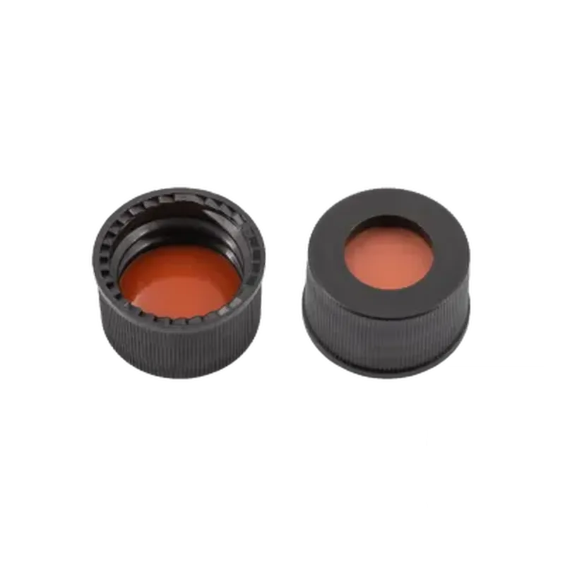 N13 PP screw cap, black, center hole Red Rubber/FEP colorles
