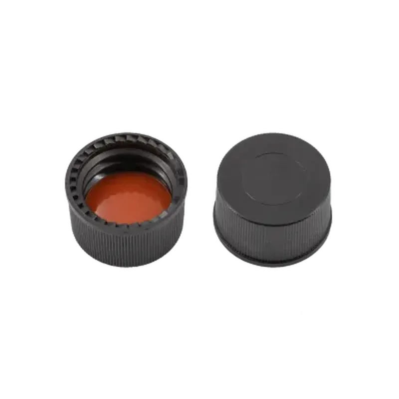 N13 PP screw cap, black, closed top Red Rubber/FEP colorless