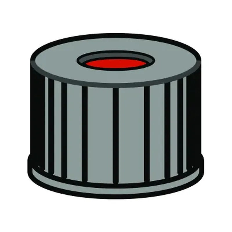 N8 PP screw cap, black, center hole PTFE red/Silicone white/PTFE red