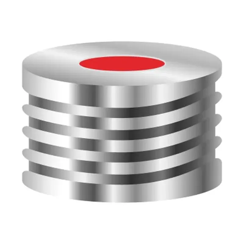 N18 magnetic screw cap, silver, center hole Red Rubber/TEF colorless