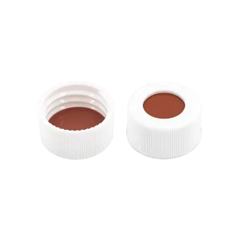 N24 PP screw cap (bonded), white, center hole Red Rubber/TEF colorless