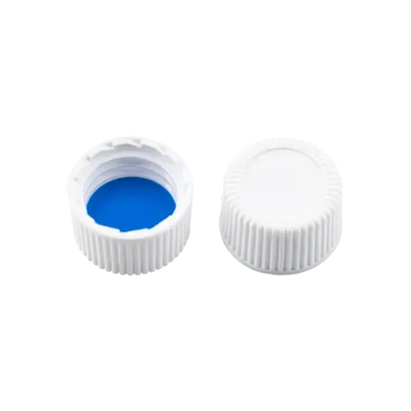N15 PP screw cap (bonded, 15-425), white, closed top Silicone white/PTFE blue