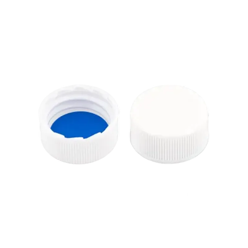 N20 PP screw cap (bonded, 20-400), white, closed top Silicone white/PTFE blue