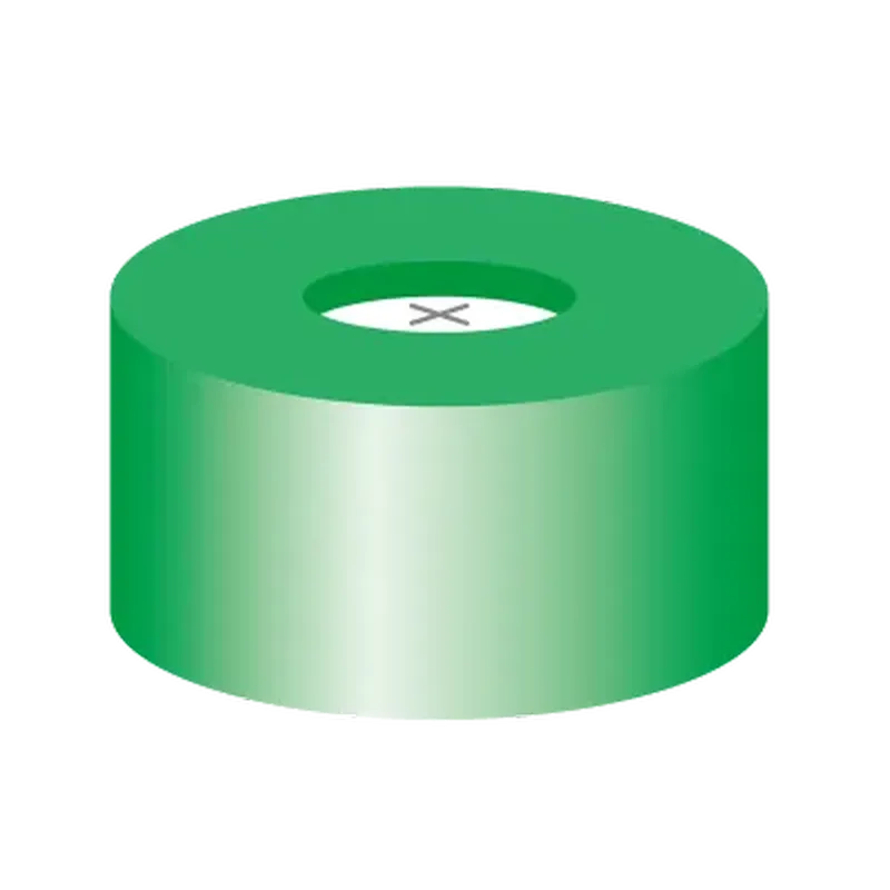 N11 PE snap ring cap, green, center hole Silicone white/PTFE blue