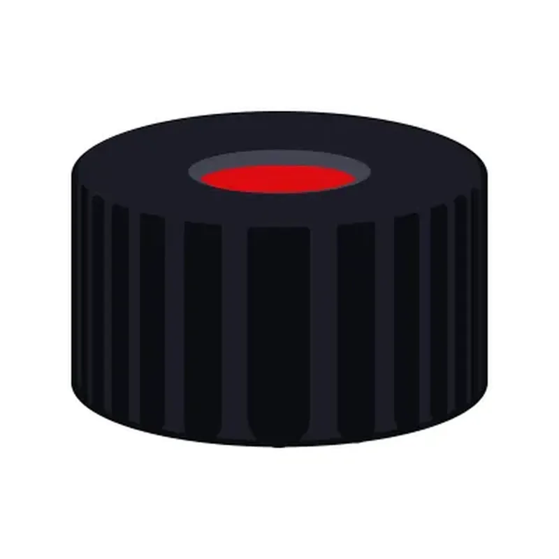 N9 PP screw cap, black, center hole PTFE red/Silicone white/PTFE red