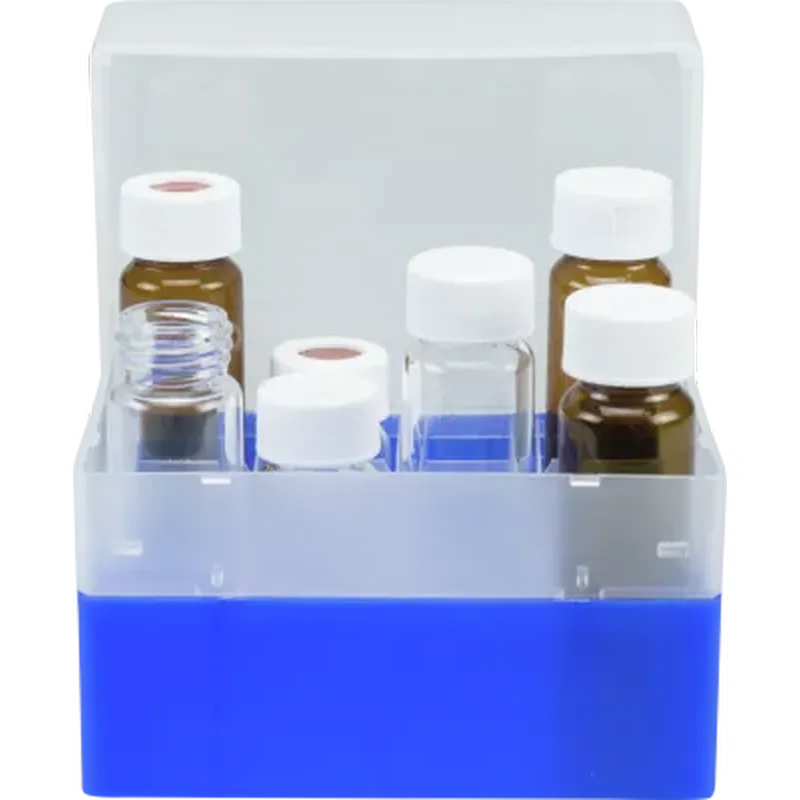 Vial container, max. diameter 27.5 mm, 16 pos. with lid