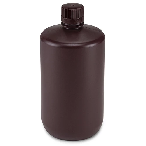 Bottle, Narrow Mouth, Amber PP Bottle, Attached PP Screw Cap, 2 Litres (0.5 Gallons) - CS/6