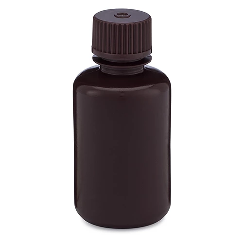 Bottle, Narrow Mouth, HDPE Bottle, Attached PP Screw Cap, Amber, 60mL, 12/Pack - cs-72