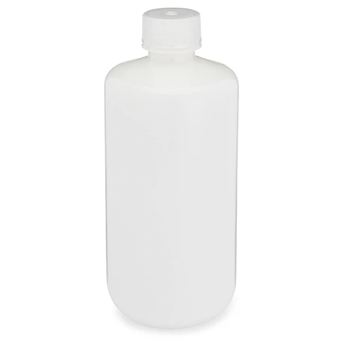 Bottle, Narrow Mouth, HDPE Bottle, Attached PP Screw Cap, 500mL, 12/Pack - CS/48