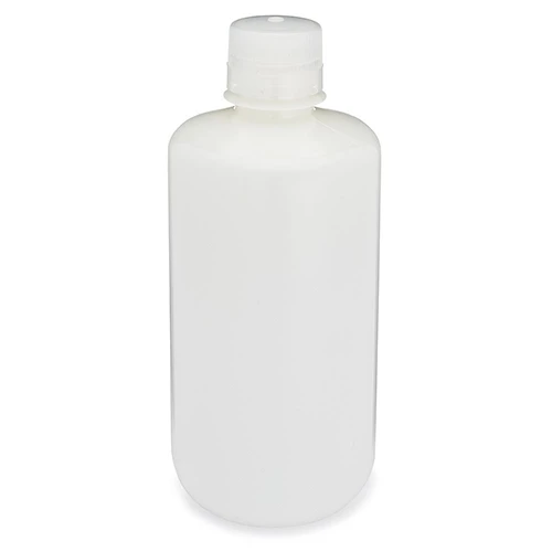 Bottle, Narrow Mouth, HDPE Bottle, Attached PP Screw Cap, 1000mL, 6/Pack - CS/24
