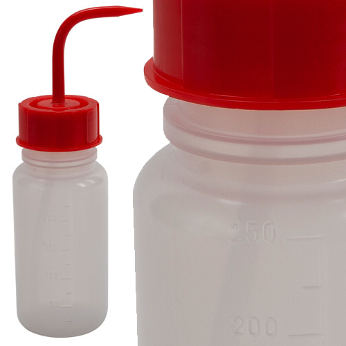 Washbottle WM, LDPE 250mL Red, 6/PK