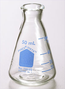 PYREX VISTA 25mL Narrow Mouth Erlenmeyer Flasks with Heavy Duty Rim